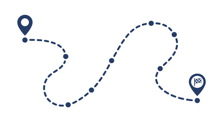 route with location pins and finish line flat vector illustration © Mdmojibur