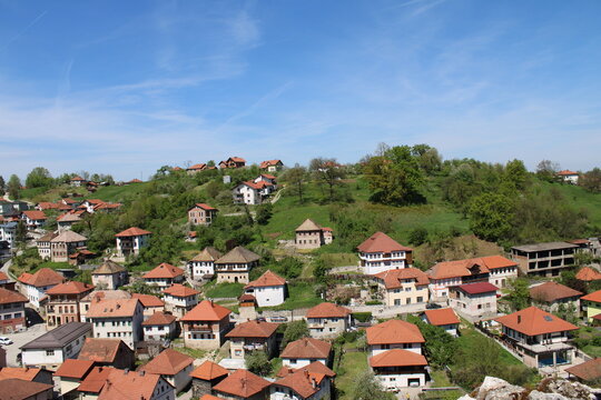 Panoramic View of Te&scaron;anj Old Town from the Medieval Fortress