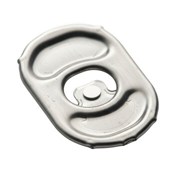 Aluminum beverage can pull tab isolated on transparent background for web, branding, and recycling concepts