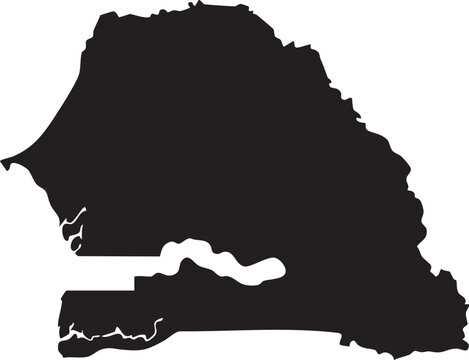 Senegal map black silhouette a minimalist vector illustration of the West African countrys borders ideal for geography travel and graphic design projects
