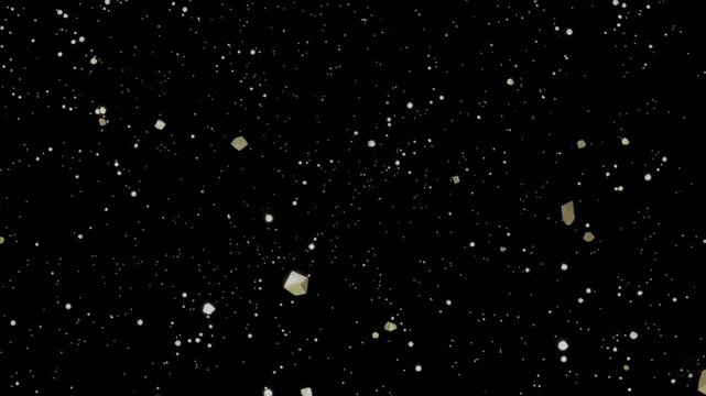 Starry night sky filled with floating shapes and bright stars