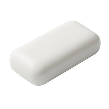 White rectangular soap bar isolated on transparent background for hygiene, branding, and product mockup design