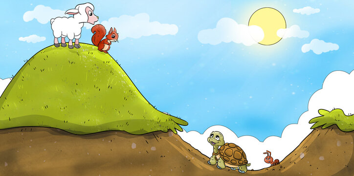 Math activity. In the pit, on the bump, high up, low down.
