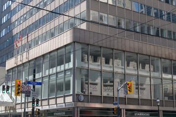 Fototapeta premium exterior of office building at 4 King St W (northwest corner of Yonge St), location of Starbucks Coffee Company, Toronto