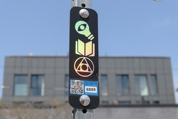 Fototapeta premium metal RG tag or a guerrilla marketing sign (D&D easter egg), Toronto