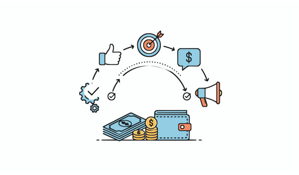 Online marketing budget control digital advertising spending finance concept vector illustration