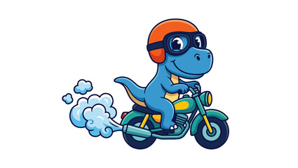 Obraz premium Cartoon Dinosaur Riding Motorcycle Fun Vector Illustration on Transparent Background, dinosaur, cartoon dinosaur, motorcycle rider, dinosaur riding bike, motorbike cartoon, cute dinosaur, funny, 
