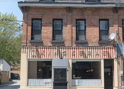 exterior of The Kingsbrae, a restaurant, located at 498 King St E, Toronto