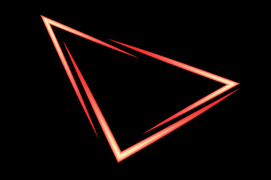 Red neon triangle gaming logo with glowing edges in dark background