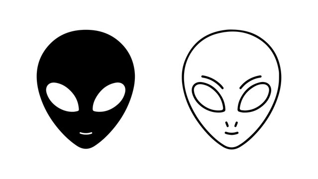 Minimalist Alien Head Icons Set