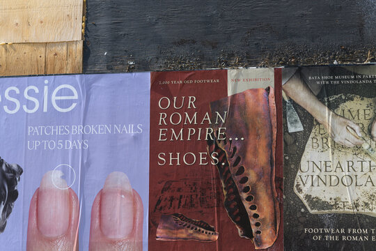 street posters in Toronto (Essie "Break Fix" Liquid Nail Patch + Bata Shoe Museum exhibit)