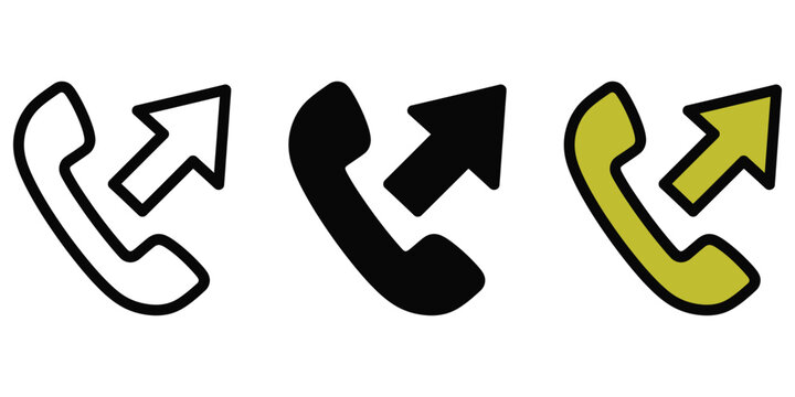 Outgoing call phone icon set with arrow sign for mobile and web design