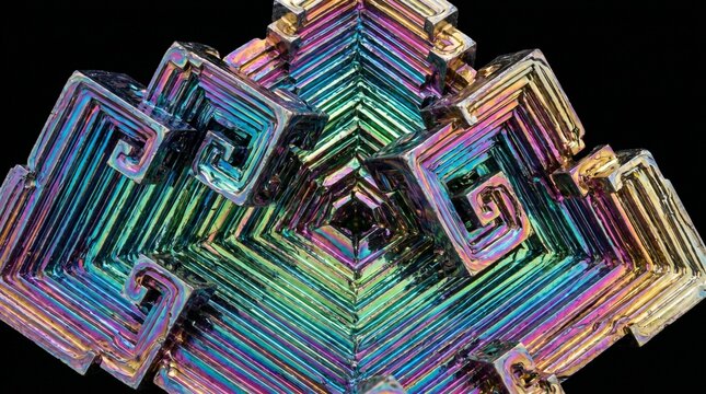 Extreme macro of a synthetic bismuth hopper crystal
