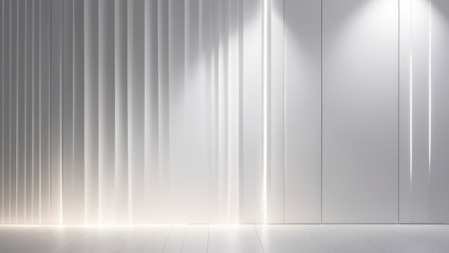 Asymmetrical Elegant Layout Of Pure White Ribbed Wall