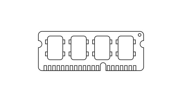 RAM Memory Module Line Art Animation
