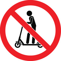 No electric scooter allowed sign with a person riding a scooter icon Vector © Mst