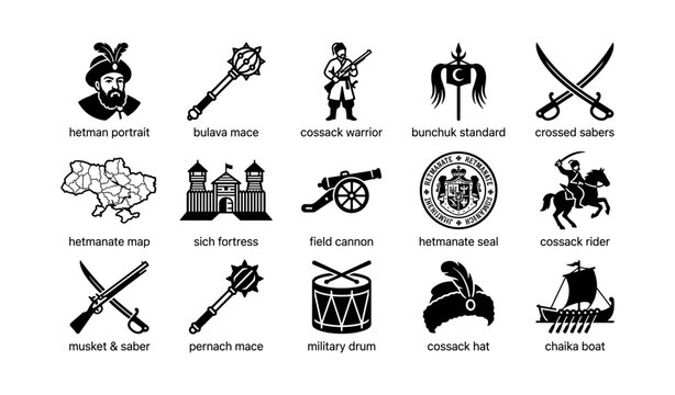 Hetman and cossack symbols displayed as icons on white background