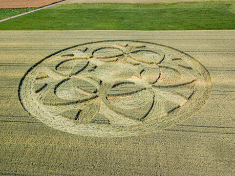 Mysterious crop circle emerged overnight in wheat field with beautiful pattern. (Taken im 2019 in Bern, Switzerland)