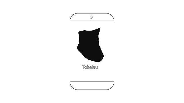 Minimalist outline of a smartphone displaying a black sock icon.