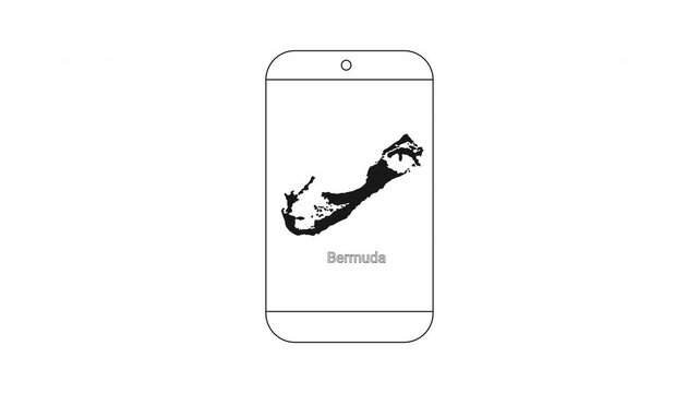 Minimalist outline of a smartphone displaying the map of Bermuda.