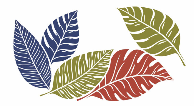 Abstract Tropical Leaves Pattern, Foliage Design, Botanical Art, Vector Illustration