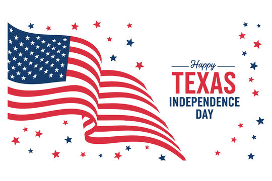 Texas independence day greeting with american flag
