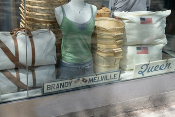Naklejka premium display window with merchandise at Brandy Melville, a clothing store, located at 326 Queen St W, Toronto