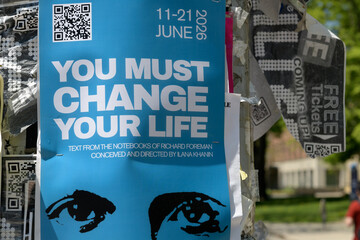 Naklejka premium street posters in Toronto (“You Must Change Your Life” Alumnae Theatre production)