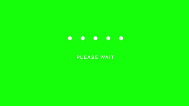 Minimal Please Wait Loading Animation on Green Screen Background with Smooth Dot Motion and Modern User Interface Design for Video Editing and Streaming Overlay 4K