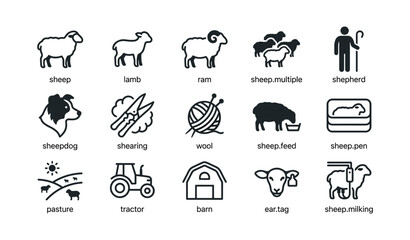 Obraz premium Sheep and farm icons showing animals and agricultural activities