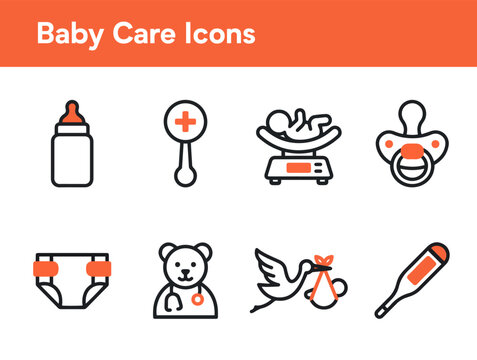Baby Care bundle icon diaper cream pacifier package for maternity hospital registration