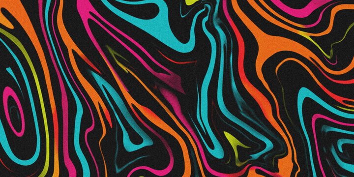 Abstract swirling colorful paint texture with vibrant fluid art background in dark setting