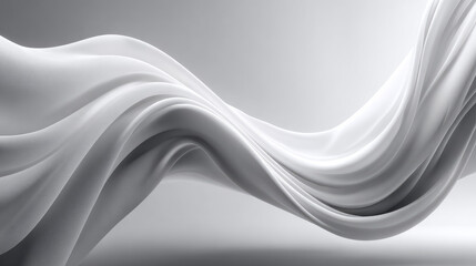 Obraz premium White abstract fabric flowing dynamically with gentle curves and shadows, creating a smooth, clean background representing purity, modern elegance, and fluid movement