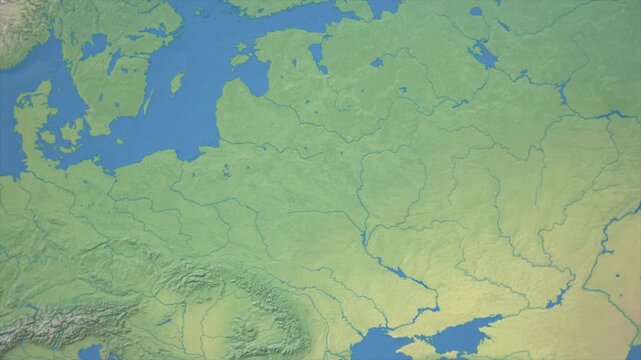 Cinematic Zoom from World Map to BELARUS Terrain Map, Earth Navigation Animation