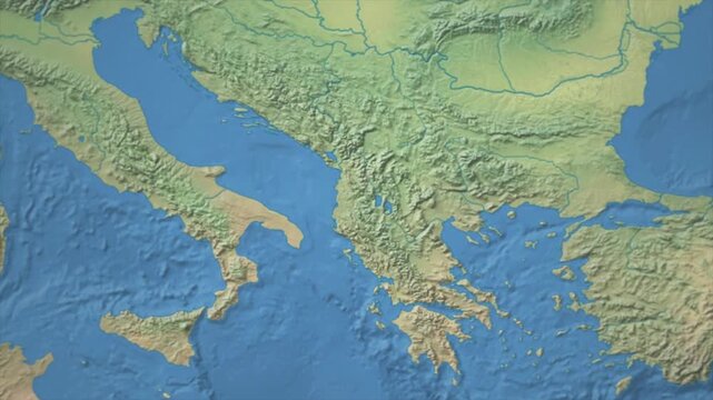 Cinematic Zoom from World Map to ALBANIA Terrain Map, Earth Navigation Animation