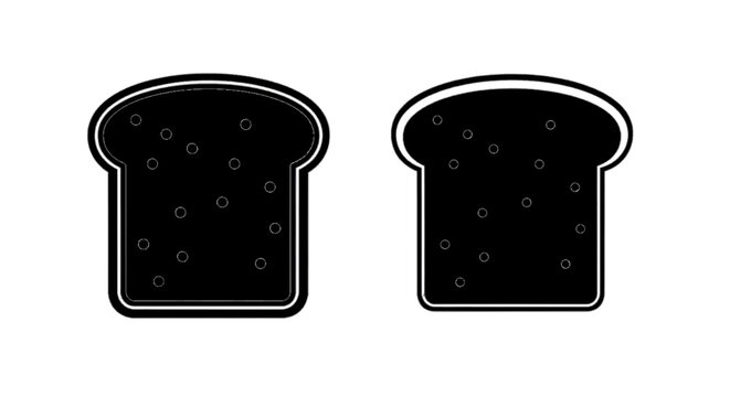 Minimal black silhouette icon, simple flat vector, bold black shape, no, no shading two slices of bread icon on a, flat icon style