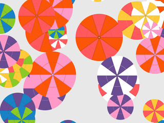 Rainbow Umbrellas Aerial View Pattern Design © iushakovsky