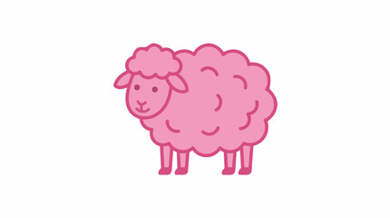 Obraz premium Pink sheep icon. Minimalist farm animal vector graphic