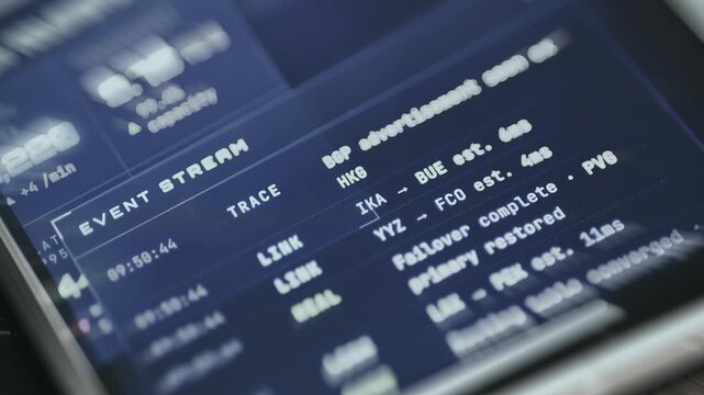 Monitoring dashboard displaying rea-time network data