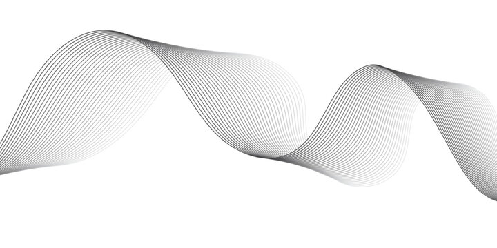 Minimalist Grey and Black Wave Lines with Smooth Sine Curves Creating Dynamic Frequency Pattern on Light Gray and White Background for Modern Digital Design.