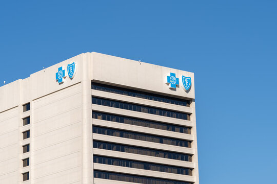
Detroit, Michigan, USA - December 26, 2021: Headquarters of Blue Cross Blue Shield of Michigan on Lafayette Blvd in Detroit, Michigan, USA. 
