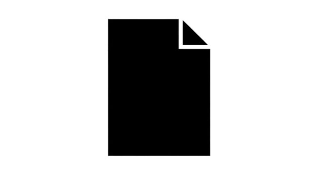 Minimal black silhouette icon, simple flat vector, bold black shape, no, no shading black document icon with folded corner on a, flat icon style