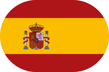 Fototapeta premium Spain flag symbolizing national pride, identity, heritage, patriotism and authority. Vector flag in flat oval design