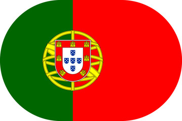 Obraz premium Portugal flag symbolizing national pride, identity, heritage, patriotism and authority. Vector flag in flat oval design