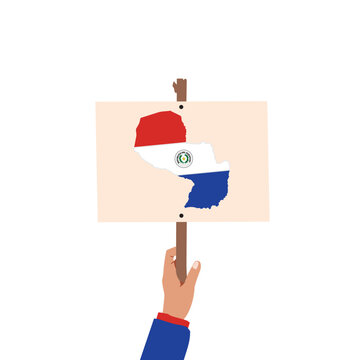 paraguay  map with national flag