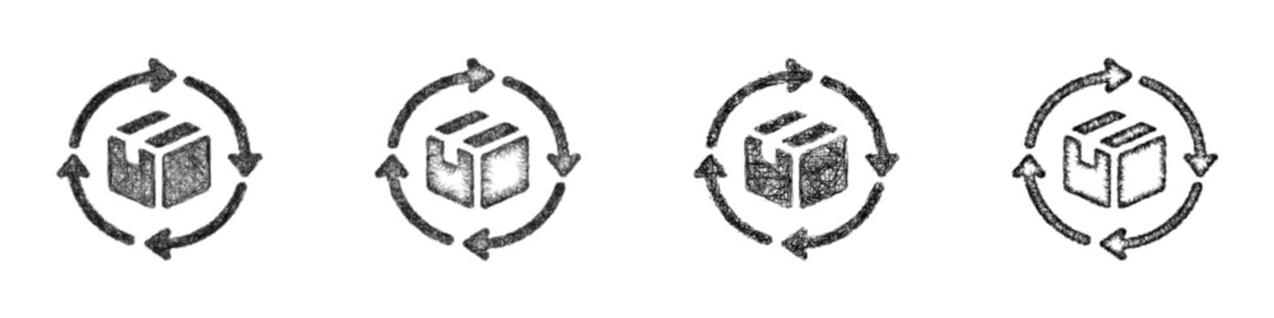 Sketch monochrome continuous deployment icon design set