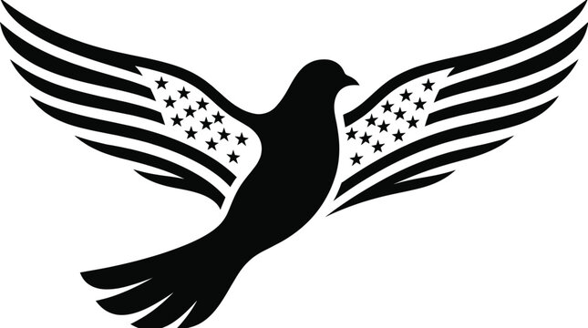 Patriot day us eagle silhouette with american flag wings