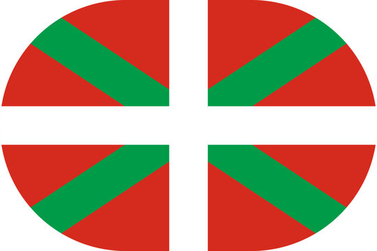 Basque Country flag symbolizing national pride, identity, heritage, patriotism and authority. Spanish-French border region, Bay of Biscay coast. Vector flag in flat oval design