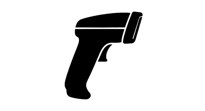Minimal black silhouette icon, simple flat vector, bold black shape, no, no shading infrared thermometer icon on a, flat icon style