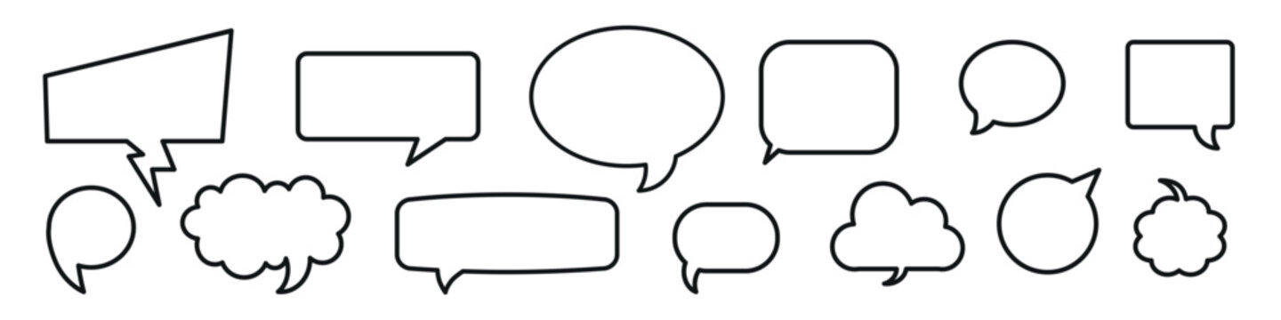 Speech bubble outline vector set.
Empty communication bubble collection